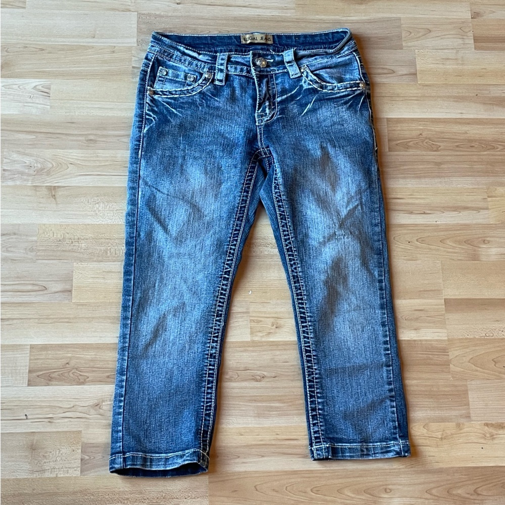 Y2K illegal jeans studded low rise capris